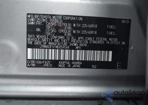 2021 Toyota Rav4 Prime Se from USA, damaged, VIN JTMAB3FV1MD059544